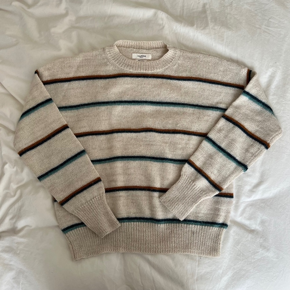 Isabel Marant Cream Striped Crewneck Sweater